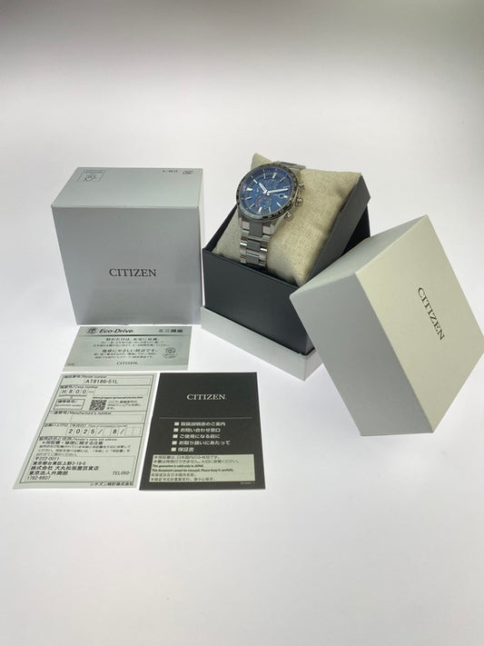 【中古美品】【メンズ】 CITIZEN シチズン AT8186-51L ATTESA ACT LINE 電波ソーラー時計 腕時計 ウォッチ メンズ エコドライブ 197-251014-em-15-min カラー：シルバー ブルー文字盤 万代Net店