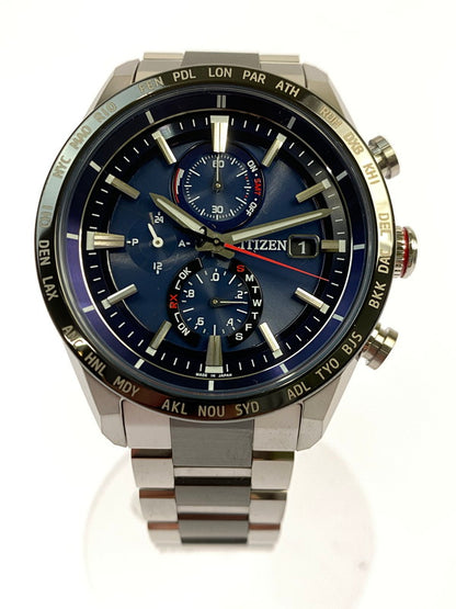 【中古美品】【メンズ】 CITIZEN シチズン AT8186-51L ATTESA ACT LINE 電波ソーラー時計 腕時計 ウォッチ メンズ エコドライブ 197-251014-em-15-min カラー：シルバー ブルー文字盤 万代Net店