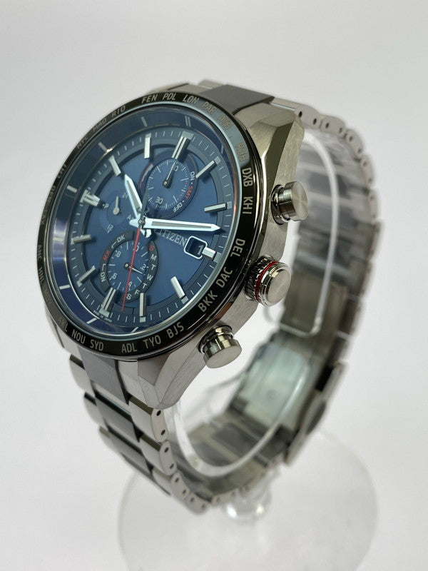 【中古美品】【メンズ】 CITIZEN シチズン AT8186-51L ATTESA ACT LINE 電波ソーラー時計 腕時計 ウォッチ メンズ エコドライブ 197-251014-em-15-min カラー：シルバー ブルー文字盤 万代Net店