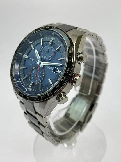 【中古美品】【メンズ】 CITIZEN シチズン AT8186-51L ATTESA ACT LINE 電波ソーラー時計 腕時計 ウォッチ メンズ エコドライブ 197-251014-em-15-min カラー：シルバー ブルー文字盤 万代Net店