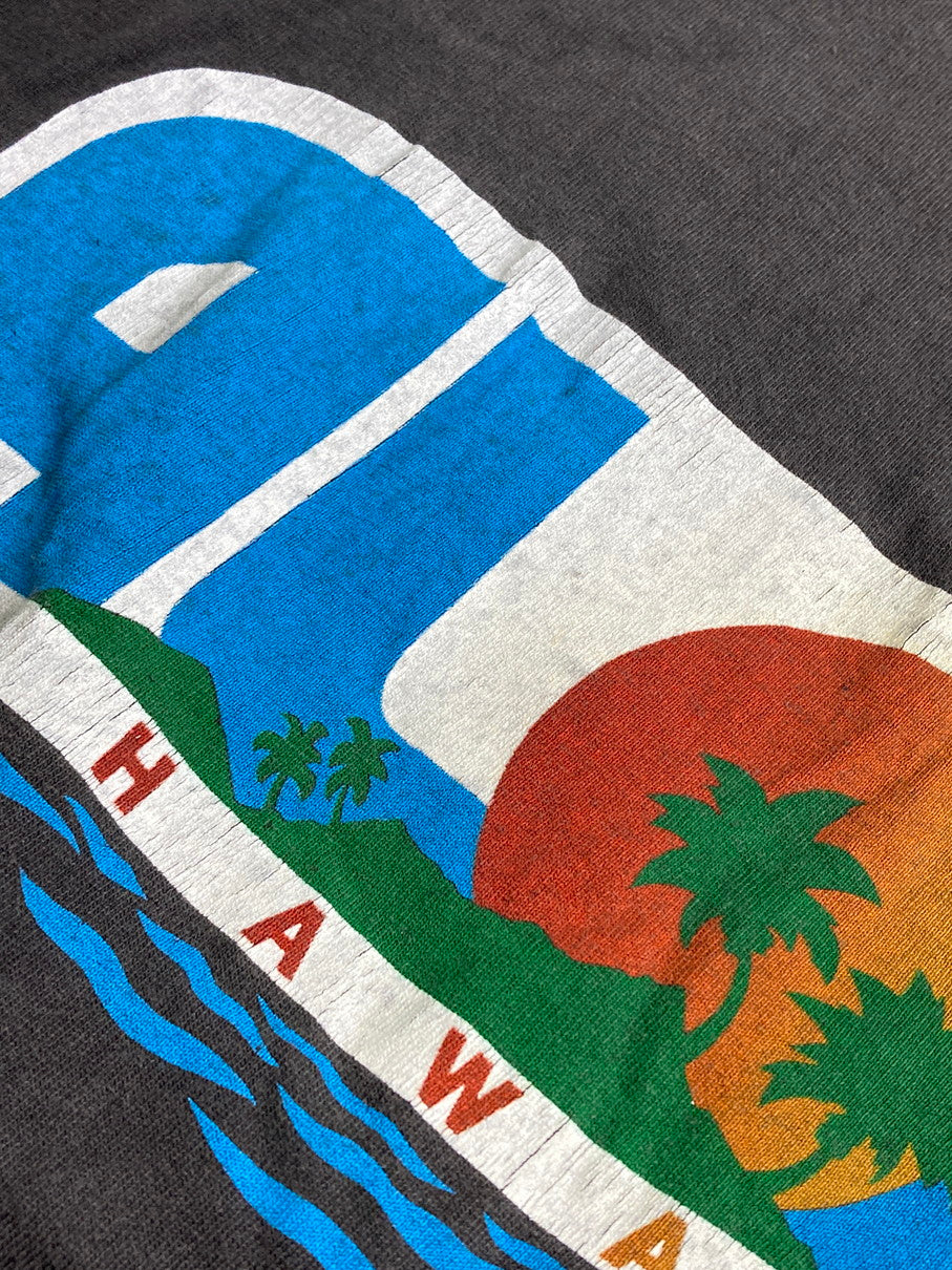 【中古品】【メンズ】 VINTAGE 80S ALOHA HAWAII TEE ショートスリーブ 146-251015-AS-27-min サイズ：M カラー：ブラック 万代Net店