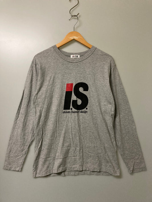 【中古品】【メンズ】 ISSEY MIYAKE イッセイミヤケ I.S. CHISATO TSUMORI RY15058 LOGO PRINT LS TEE Tシャツ トップス 140-251005-ks-04-min サイズ：9 カラー：グレー 万代Net店