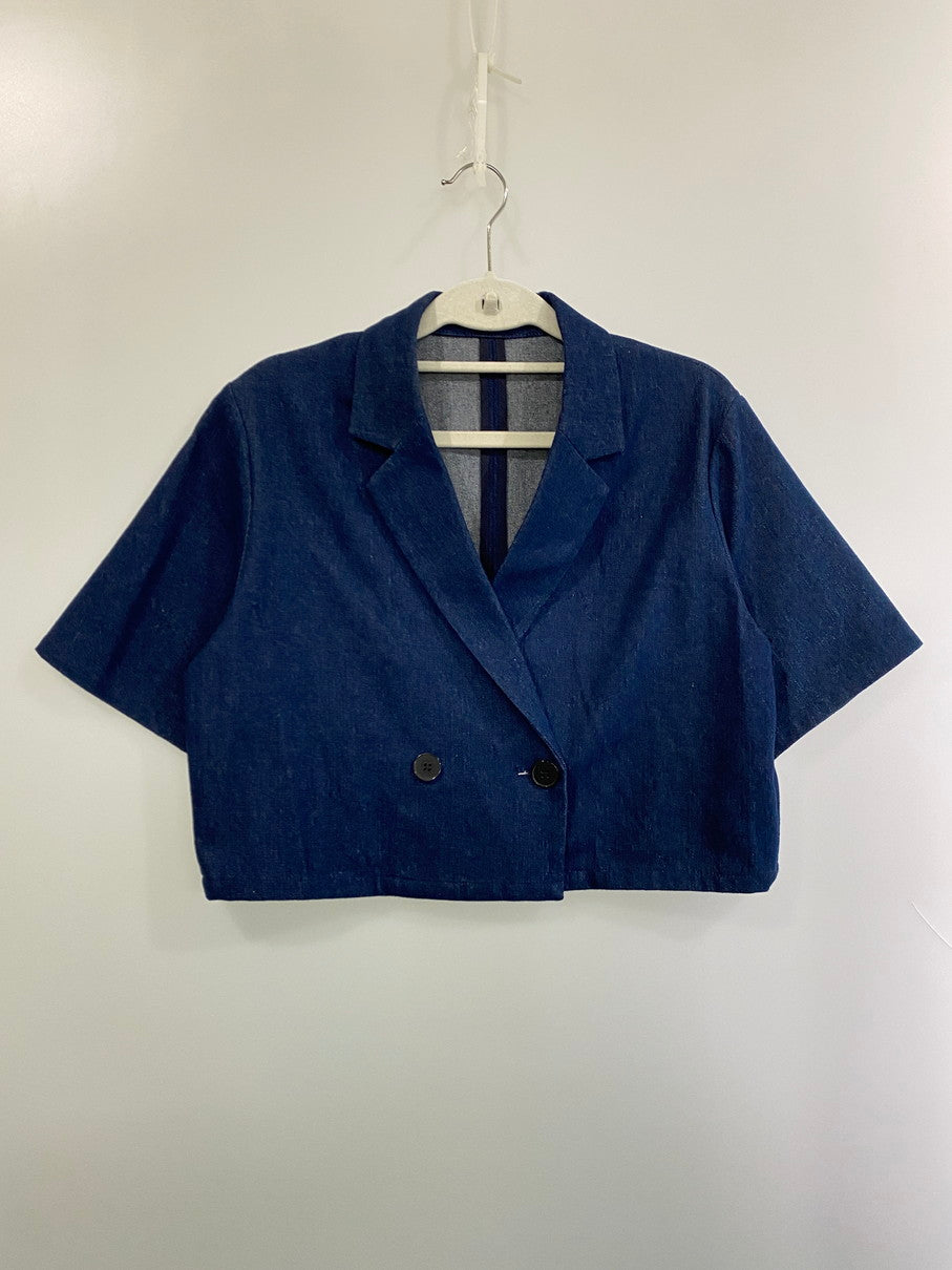 【中古品】【レディース】 HARE ハレ SHORT JACKET & PLEATS SKIRT SET-UP HAL07237AD ショートジャケット & プリーツスカート セットアップ 170-251021-kk-65-min サイズ：F カラー：インディゴ 万代Net店