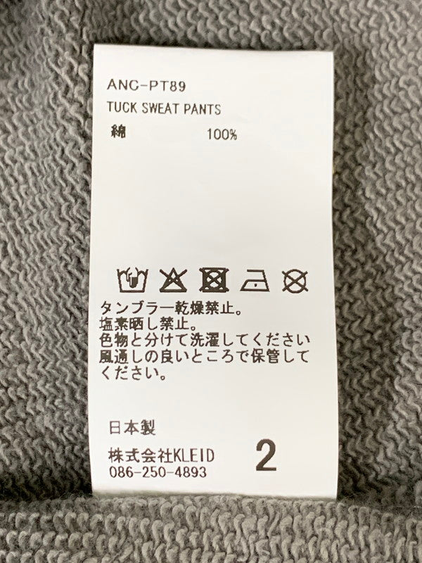 【中古品】【メンズ】 ANCELLM アンセルム TUCK SWEAT PANTS ANC-PT89 タック スウェット パンツ メンズ ボトムス 151-251003-em-16-min サイズ：2 カラー：グレー系 万代Net店