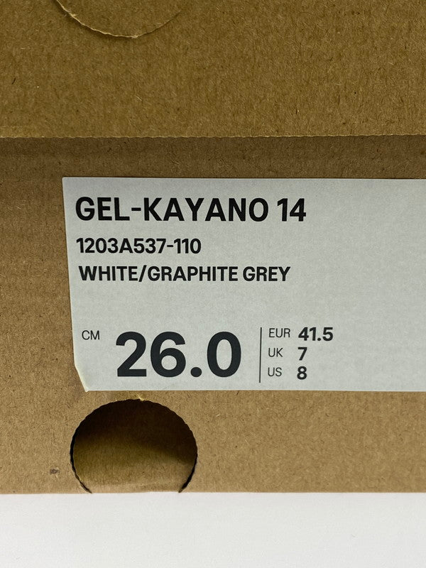 【未使用品】【メンズ】 ASICS アシックス 1203A537 GEL-KAYANO 14 OYSTER WHITE STEEPLE GREY 靴 シューズ スニーカー 162-251005-AS-8-min サイズ：26.0cm カラー：WHITE/GRAPHITE GREY 万代Net店