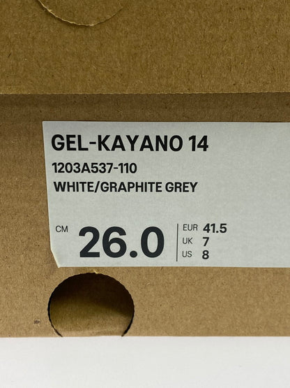 【未使用品】【メンズ】 ASICS アシックス 1203A537 GEL-KAYANO 14 OYSTER WHITE STEEPLE GREY 靴 シューズ スニーカー 162-251005-AS-8-min サイズ：26.0cm カラー：WHITE/GRAPHITE GREY 万代Net店