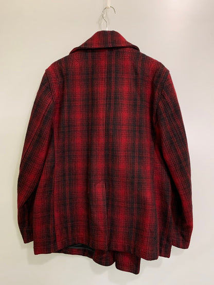 【中古品】【メンズ】 WOOLRICH ウールリッチ OMBRE CHECK P-COAT RED 114-12-1126 オンブレ チェック ピーコート メンズ アウター 144-251003-em-13-min サイズ：L カラー：レッド/ブラック 万代Net店