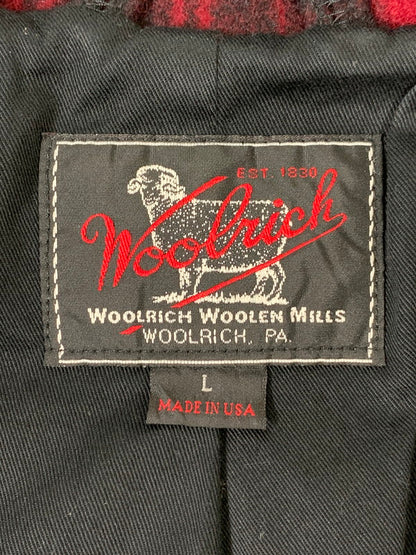 【中古品】【メンズ】 WOOLRICH ウールリッチ OMBRE CHECK P-COAT RED 114-12-1126 オンブレ チェック ピーコート メンズ アウター 144-251003-em-13-min サイズ：L カラー：レッド/ブラック 万代Net店