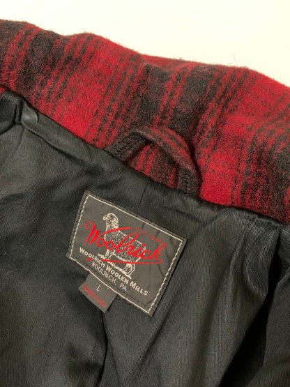 【中古品】【メンズ】 WOOLRICH ウールリッチ OMBRE CHECK P-COAT RED 114-12-1126 オンブレ チェック ピーコート メンズ アウター 144-251003-em-13-min サイズ：L カラー：レッド/ブラック 万代Net店