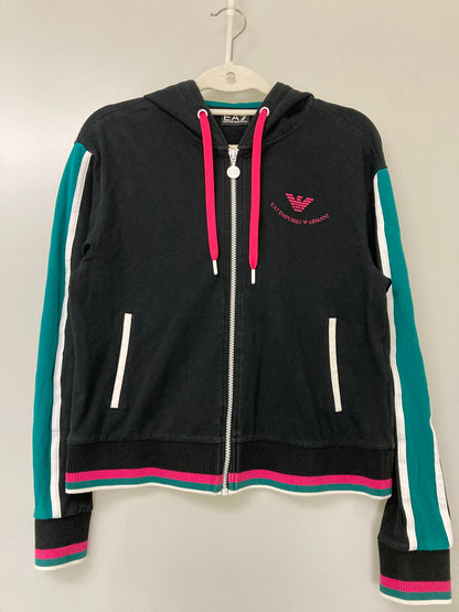 【中古品】【レディース】 Emporio Armani エンポリオ・アルマーニ SPORTS SWEATSHIRT 3HTM41-TJ31Z スポーツスウェットシャツ トップス ジップパーカー フーディー 168-251021-kk-01-min サイズ：XS カラー：ブラック 万代Net店