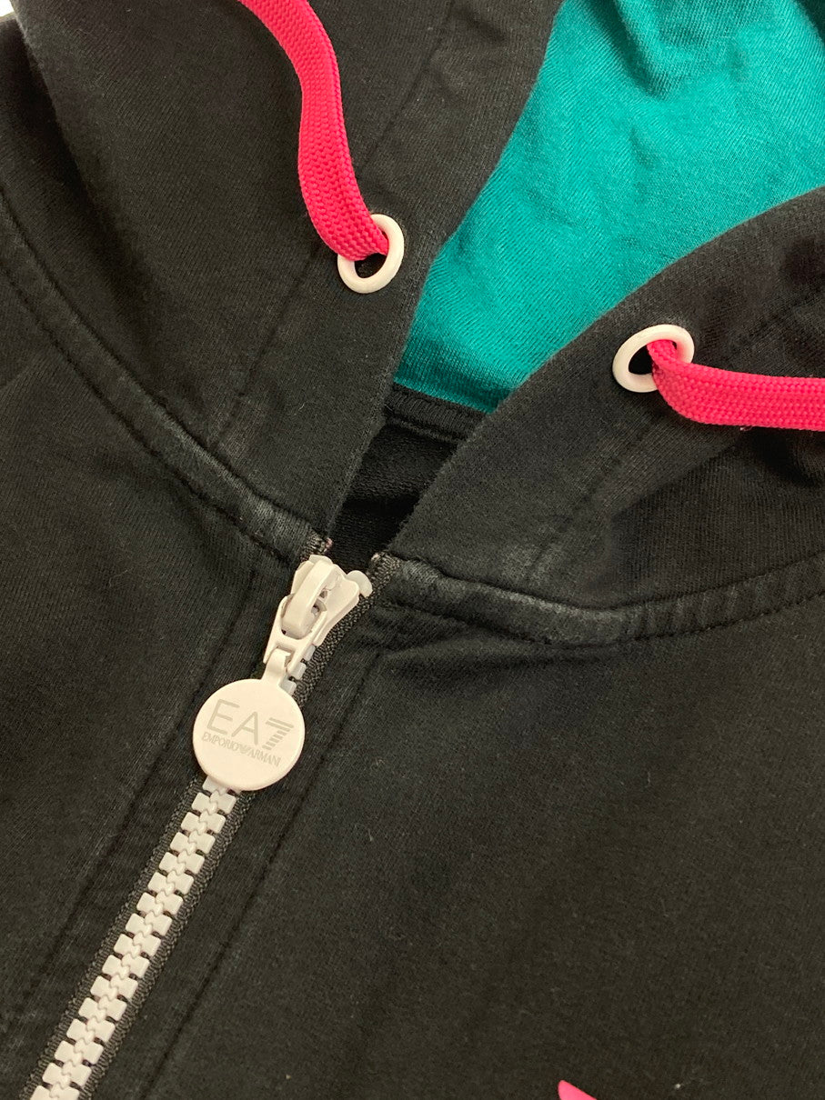 【中古品】【レディース】 Emporio Armani エンポリオ・アルマーニ SPORTS SWEATSHIRT 3HTM41-TJ31Z スポーツスウェットシャツ トップス ジップパーカー フーディー 168-251021-kk-01-min サイズ：XS カラー：ブラック 万代Net店