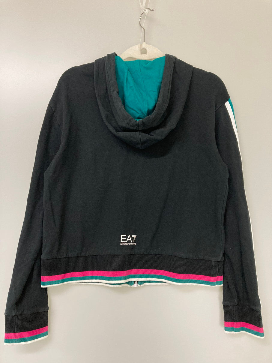 【中古品】【レディース】 Emporio Armani エンポリオ・アルマーニ SPORTS SWEATSHIRT 3HTM41-TJ31Z スポーツスウェットシャツ トップス ジップパーカー フーディー 168-251021-kk-01-min サイズ：XS カラー：ブラック 万代Net店