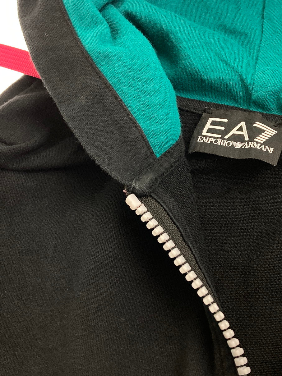 【中古品】【レディース】 Emporio Armani エンポリオ・アルマーニ SPORTS SWEATSHIRT 3HTM41-TJ31Z スポーツスウェットシャツ トップス ジップパーカー フーディー 168-251021-kk-01-min サイズ：XS カラー：ブラック 万代Net店