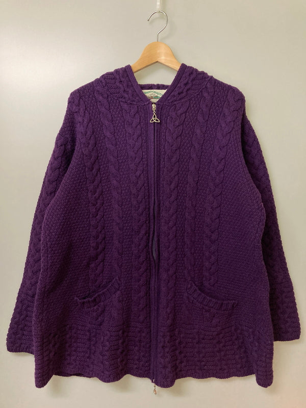 【中古品】【メンズ】 ARANCRAFTS アランクラフト KNIT HOODIE ニット フーディー パーカー セーター フルジップ メンズ アウター 146-251212-em-20-min サイズ：XL カラー：パープル 万代Net店