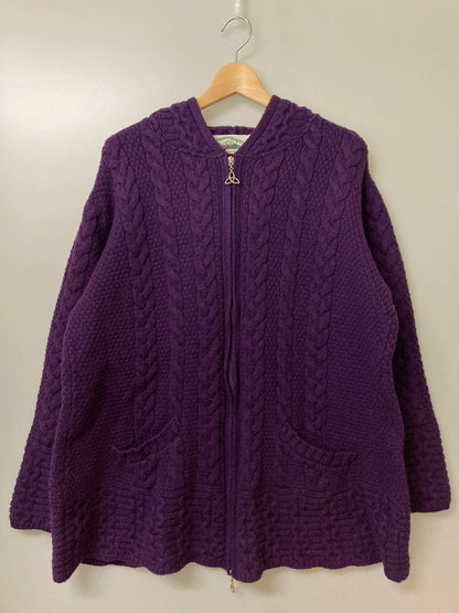 【中古品】【メンズ】 ARANCRAFTS アランクラフト KNIT HOODIE ニット フーディー パーカー セーター フルジップ メンズ アウター 146-251212-em-20-min サイズ：XL カラー：パープル 万代Net店