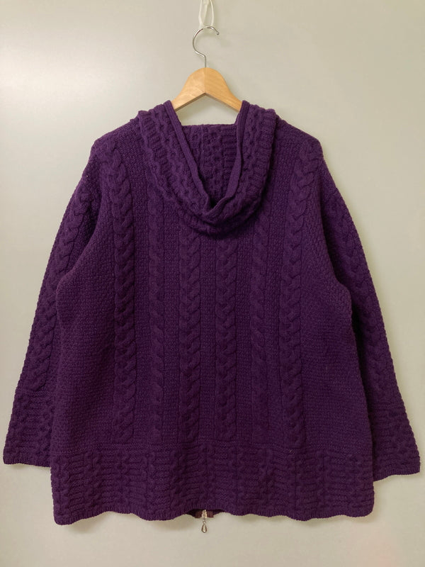 【中古品】【メンズ】 ARANCRAFTS アランクラフト KNIT HOODIE ニット フーディー パーカー セーター フルジップ メンズ アウター 146-251212-em-20-min サイズ：XL カラー：パープル 万代Net店