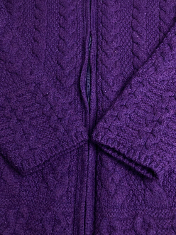 【中古品】【メンズ】 ARANCRAFTS アランクラフト KNIT HOODIE ニット フーディー パーカー セーター フルジップ メンズ アウター 146-251212-em-20-min サイズ：XL カラー：パープル 万代Net店