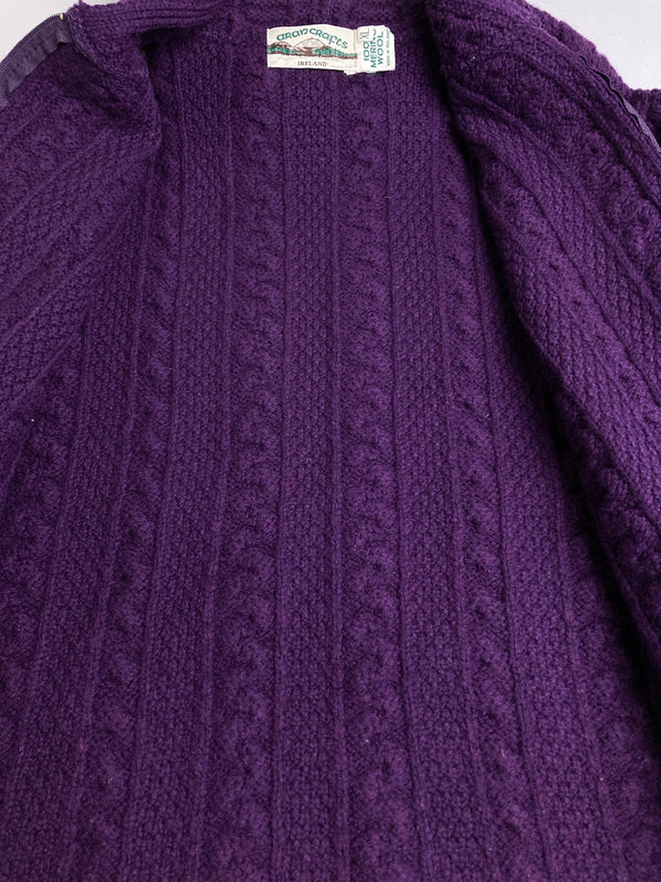 【中古品】【メンズ】 ARANCRAFTS アランクラフト KNIT HOODIE ニット フーディー パーカー セーター フルジップ メンズ アウター 146-251212-em-20-min サイズ：XL カラー：パープル 万代Net店