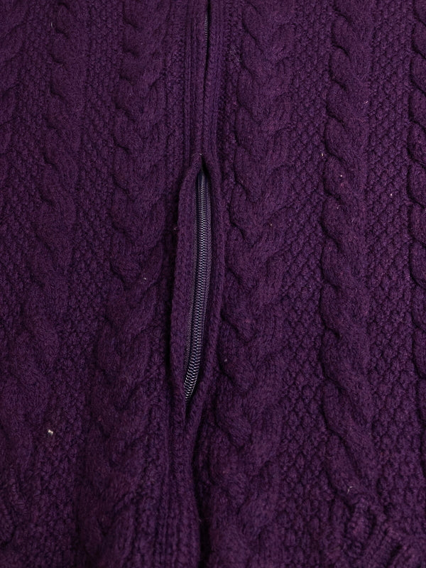 【中古品】【メンズ】 ARANCRAFTS アランクラフト KNIT HOODIE ニット フーディー パーカー セーター フルジップ メンズ アウター 146-251212-em-20-min サイズ：XL カラー：パープル 万代Net店