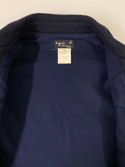 【中古品】【メンズ】 agnes b. アニエスベー 90S WOOL JACKET 90年代 ウール ジャケット メンズ アウター ブルゾン ヴィンテージ 141-251003-em-08-min サイズ：38 カラー：ネイビー 万代Net店