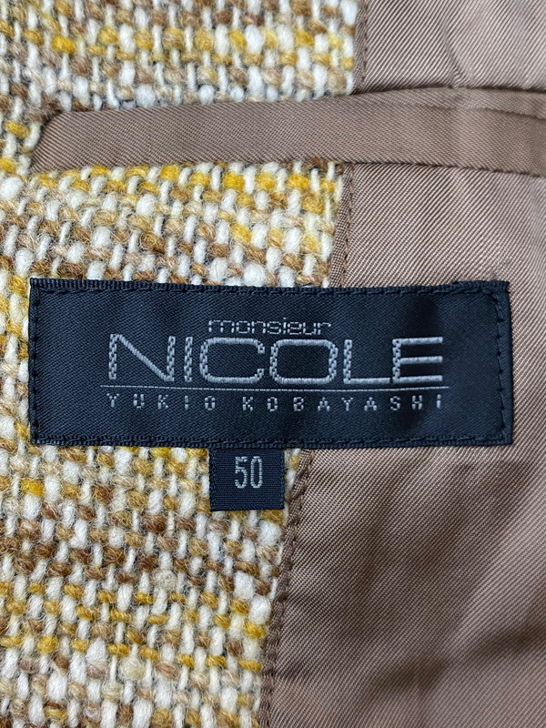 【中古品】【メンズ】 MONSIEUR NICOLE ムッシュニコル WOOL JACKET ウール ジャケット メンズ アウター ステンカラーコート 146-251216-em-09-min サイズ：50 カラー：イエロー系 万代Net店