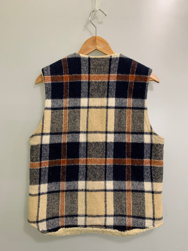 【中古品】【メンズ】 FLEETWOOD SPORTSWEAR フリートウッド スポーツウェア 70's BOA CHECK VEST VINTAGE 70年代 ボア チェックベスト トップス ヴィンテージ 146-251008-kk-40-min サイズ：S カラー：ネイビー 万代Net店