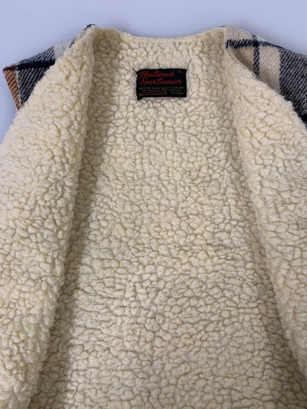 【中古品】【メンズ】 FLEETWOOD SPORTSWEAR フリートウッド スポーツウェア 70's BOA CHECK VEST VINTAGE 70年代 ボア チェックベスト トップス ヴィンテージ 146-251008-kk-40-min サイズ：S カラー：ネイビー 万代Net店
