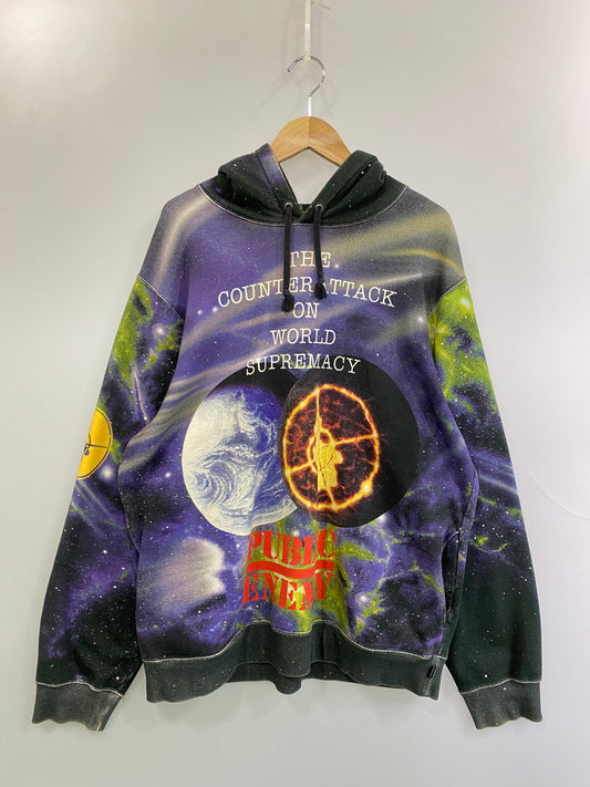 【中古品】【メンズ】 Supreme シュプリーム × UNDERCOVER アンダーカバー 別注 コラボ 18SS PUBLIC ENEMY HOODED SWEAT SHIRT パブリックエネミー フーデッドスウェットシャツ トップス プルオーバーパーカー 149-251008-kk-51-min サイズ：L カラー：マルチカラー 万代Net店