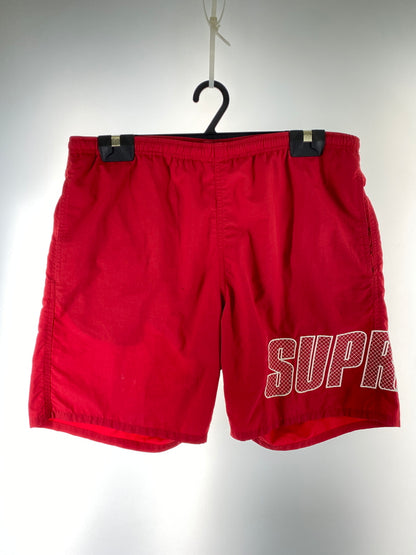 【現状渡し品】【メンズ】 SUPREME シュプリーム 19SS LOGO APPLIQUE WATER SHORTS ロゴアップリケウォーター ショーツ 149-260805-zi-17-min サイズ：M カラー：レッド 万代Net店