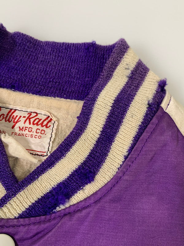 【現状渡し品】【メンズ】 CALLY RALL キャリーロール 60's NUMBERING VARSITY JACKET VINTAGE 60年代 ナンバリング バーシティージャケット ライトアウター スタジャン 146-251007-kk-49-min サイズ：表記消え 下記参照 カラー：パープル 万代Net店