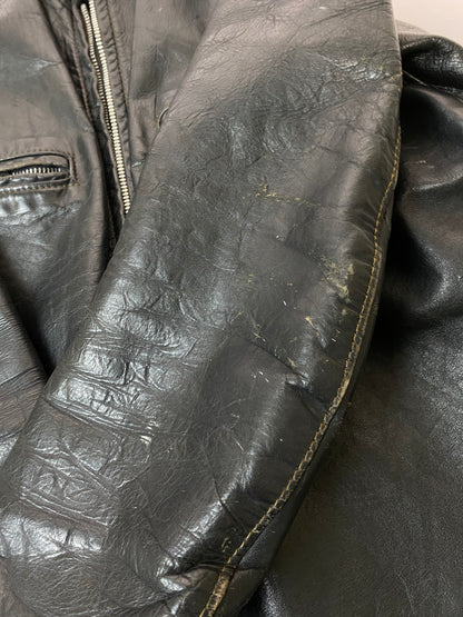 【ジャンク品】【メンズ】 BROOKS LEATHER SPORTSWEAR ブルックスレザー スポーツウェア 60’s LEATHER SINGLE RIDERES JACKET VINTAGE 60年代 レザー シングルライダースジャケット アウター ヴィンテージ 146-251008-kk-48-min サイズ：表記無し 下記参照 カラー：ブラック 万代Net店