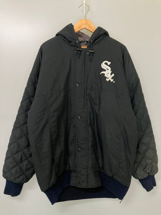 【中古品】【メンズ】 MLB by STARTER メジャーリーグベースボール バイ スターター 90's CHICAGO WHITE SOX NYLON HOODED JACKET 90年代 シカゴホワイトソックス ナイロンフーデッドジャケット アウター 146-251021-kk-16-min サイズ：L カラー：ブラック 万代Net店