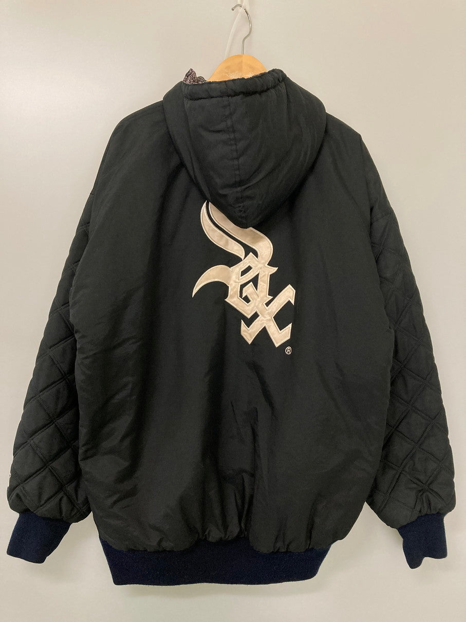 【中古品】【メンズ】 MLB by STARTER メジャーリーグベースボール バイ スターター 90's CHICAGO WHITE SOX NYLON HOODED JACKET 90年代 シカゴホワイトソックス ナイロンフーデッドジャケット アウター 146-251021-kk-16-min サイズ：L カラー：ブラック 万代Net店