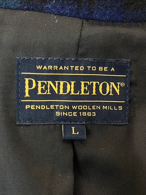 【中古品】【メンズ】 PENDLETON ペンドルトン ステンカラーコート 9575-8207 ウール チェック柄 メンズ アウター ジャケット 146-251121-em-19-min サイズ：L カラー：グリーン系（チェック柄） 万代Net店