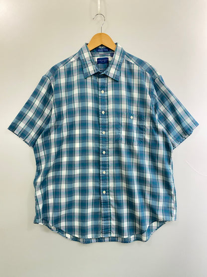 【中古品】【メンズ】 TOWN CRAFT タウン クラフト 80-90S S S CHECK SHIRT 80－90年代 半袖チェックシャツ トップス 146-260626-jt-11-min サイズ：XL カラー：ブルー系 万代Net店