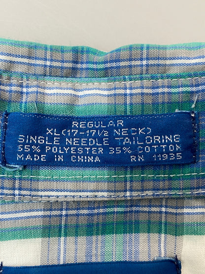【中古品】【メンズ】 TOWN CRAFT タウン クラフト 80-90S S S CHECK SHIRT 80－90年代 半袖チェックシャツ トップス 146-260626-jt-11-min サイズ：XL カラー：ブルー系 万代Net店