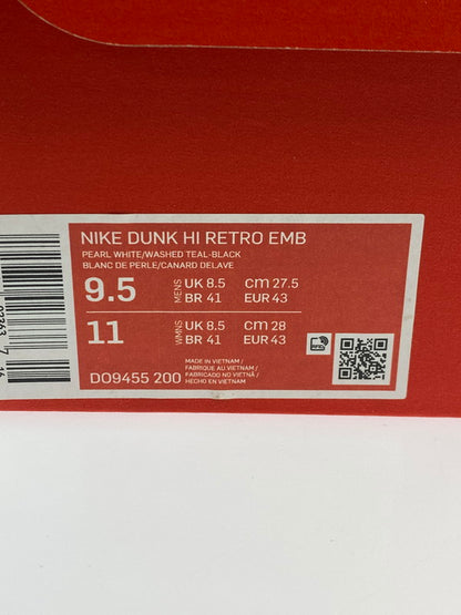 【未使用品】【メンズ】 NIKE ナイキ DUNK HIGH RETRO EMB DO9455-200 ダンク ハイ レトロ エンベデット スニーカー 靴 160-251007-kk-01-min カラー：PEARL WHITE/WASHED TEAL-BLACK 万代Net店