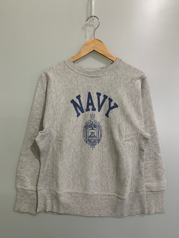 【中古品】【メンズ】 Champion チャンピオン 80's NAVY PRINT REVERSE WEAVE CREWNECK SWEATSHIRT VINTAGE 80年代 ネイビー プリント リバースウィーブ クルーネックスウェットシャツ トップス トレーナー ヴィンテージ 146-251008-kk-31-min サイズ：S カラー：グレー 万代Net店