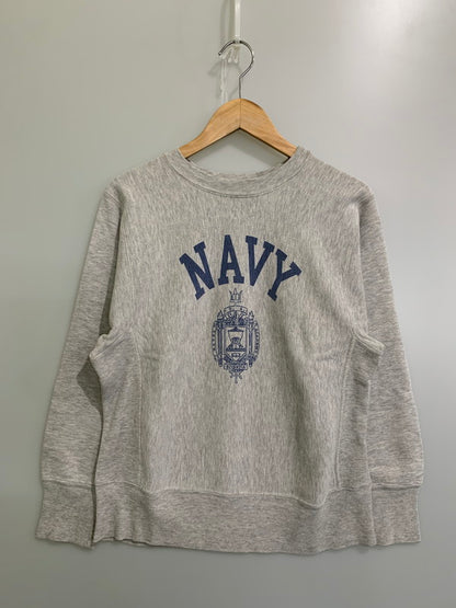 【中古品】【メンズ】 Champion チャンピオン 80's NAVY PRINT REVERSE WEAVE CREWNECK SWEATSHIRT VINTAGE 80年代 ネイビー プリント リバースウィーブ クルーネックスウェットシャツ トップス トレーナー ヴィンテージ 146-251008-kk-31-min サイズ：S カラー：グレー 万代Net店