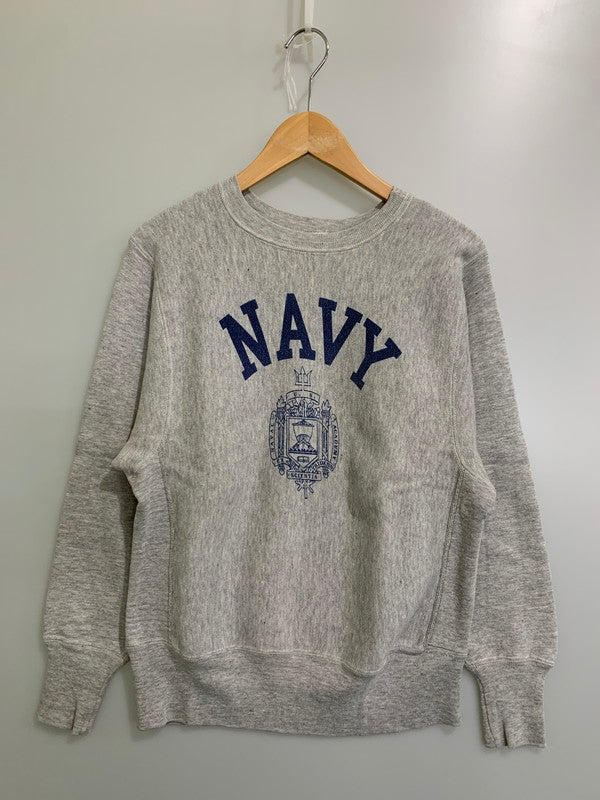 【中古品】【メンズ】 Champion チャンピオン 70's NAVY PRINT REVERSE WEAVE CREWNECK SWEATSHIRT VINTAGE 80年代 ネイビー プリント リバースウィーブ クルーネックスウェットシャツ トップス トレーナー ヴィンテージ 青単タグ 146-251008-kk-33-min サイズ：S カラー：グレー 万代Net店