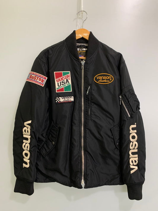 【中古品】【メンズ】 VANSON バンソン MA-1 FLIGHT JACKET NVJK-2308 オープンボトム MA-1 フライトジャケット アウター 145-251010-yn-25-min サイズ：L カラー：ブラック 万代Net店