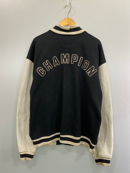 【現状渡し品】【メンズ】 CHAMPION チャンピオン 00S SWEAT STADIUM JACKET スウェットスタジアムジャケット スタジャン アウター 146-260813-ta-06-min サイズ：XL カラー：ブラック/ホワイト 万代Net店