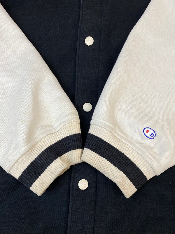 【現状渡し品】【メンズ】 CHAMPION チャンピオン 00S SWEAT STADIUM JACKET スウェットスタジアムジャケット スタジャン アウター 146-260813-ta-06-min サイズ：XL カラー：ブラック/ホワイト 万代Net店