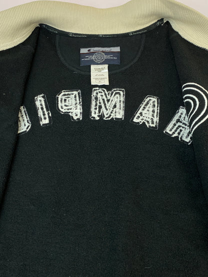 【現状渡し品】【メンズ】 CHAMPION チャンピオン 00S SWEAT STADIUM JACKET スウェットスタジアムジャケット スタジャン アウター 146-260813-ta-06-min サイズ：XL カラー：ブラック/ホワイト 万代Net店