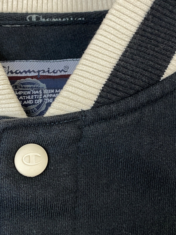 【現状渡し品】【メンズ】 CHAMPION チャンピオン 00S SWEAT STADIUM JACKET スウェットスタジアムジャケット スタジャン アウター 146-260813-ta-06-min サイズ：XL カラー：ブラック/ホワイト 万代Net店