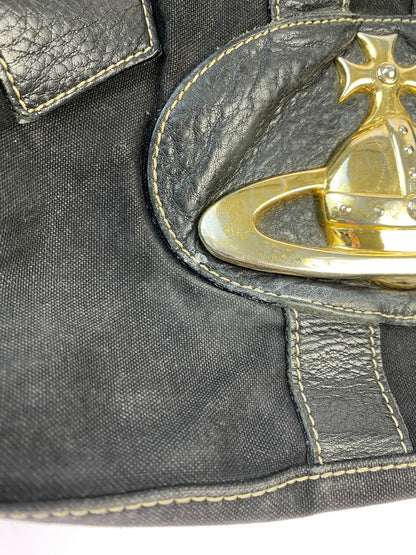 【現状渡し品】【メンズ/レディース】 Vivienne Westwood ヴィヴィアンウエストウッド BAIKER STREET BOSTON BAG バイカー ストリート ボストンバッグ カバン 188-251021-jt-16-min カラー：ブラック 万代Net店