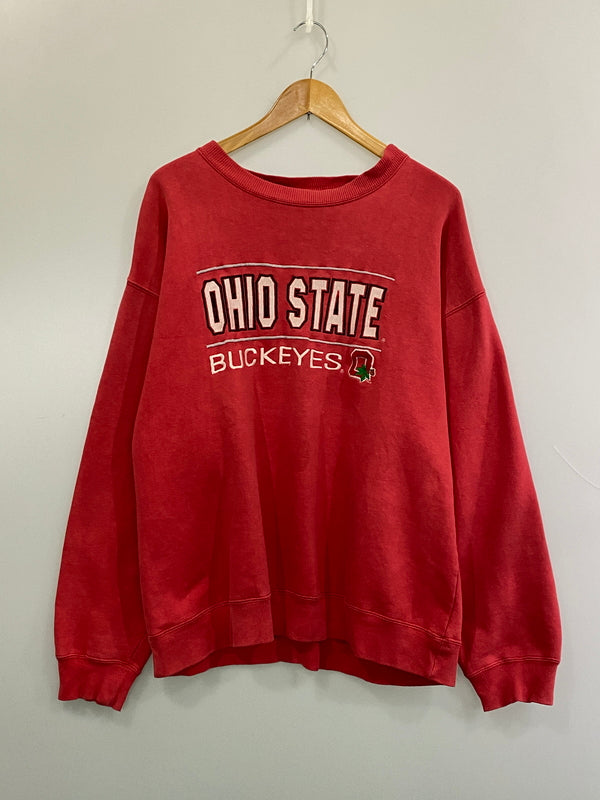 【中古品】【メンズ】 MAJESTIC マジェスティック OHIO STATE CREW NECK SWEAT SHIRT 90S オハイオ ステイト クルーネック スウェットシャツ メンズ トップス トレーナー 146-260720-em-82-min カラー：レッド 万代Net店