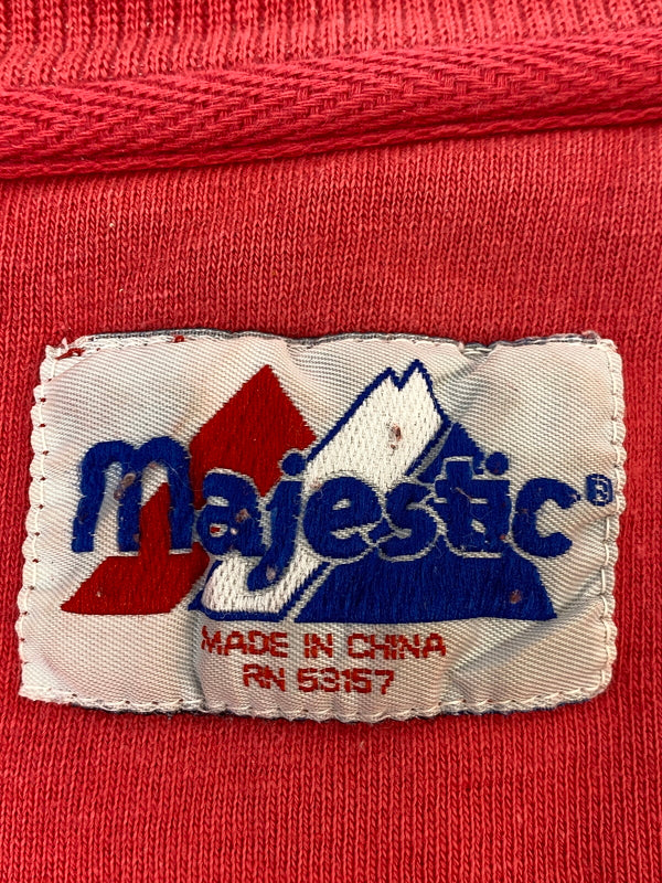 【中古品】【メンズ】 MAJESTIC マジェスティック OHIO STATE CREW NECK SWEAT SHIRT 90S オハイオ ステイト クルーネック スウェットシャツ メンズ トップス トレーナー 146-260720-em-82-min カラー：レッド 万代Net店