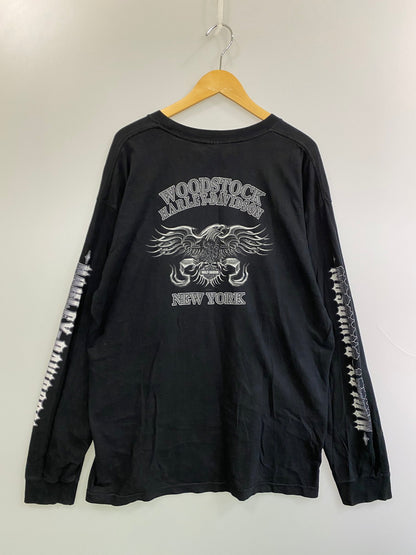 【中古品】【メンズ】 HARLEY DAVIDSON ハーレーダビッドソン 00's SKULL PRINT L/S TEE 00年代 スカルプリント ロングスリーブ Tシャツ 長袖 トップス 4面プリント 146-251011-kk-31-min サイズ：XL カラー：ブラック 万代Net店