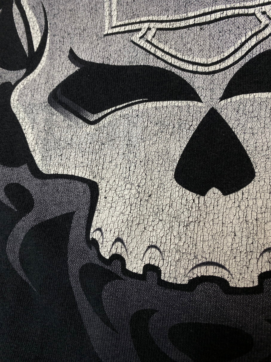 【中古品】【メンズ】 HARLEY DAVIDSON ハーレーダビッドソン 00's SKULL PRINT L/S TEE 00年代 スカルプリント ロングスリーブ Tシャツ 長袖 トップス 4面プリント 146-251011-kk-31-min サイズ：XL カラー：ブラック 万代Net店